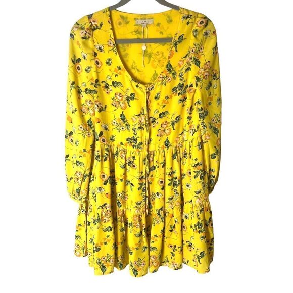Chelsea & Violet Dresses & Skirts - Yellow ditzy floral ruffle mini dress